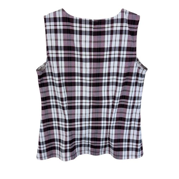 Ann Taylor Red White Plaid Sleeveless Peplum Blouse Size M - Picture 2 of 5